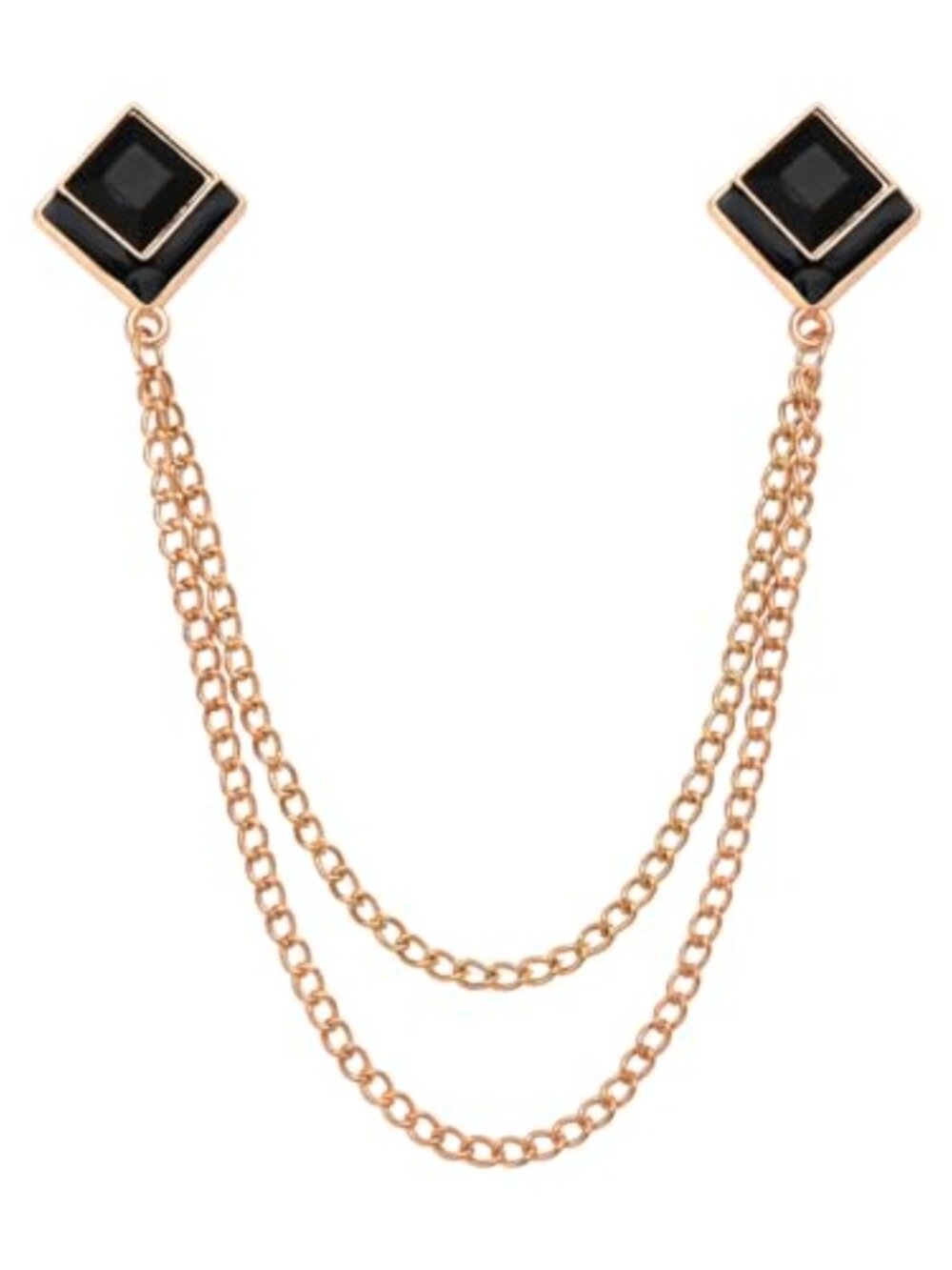Gem Brooch Pins Hanging Chain Lapel Pin for Men Suits Shirt Collar Brooch